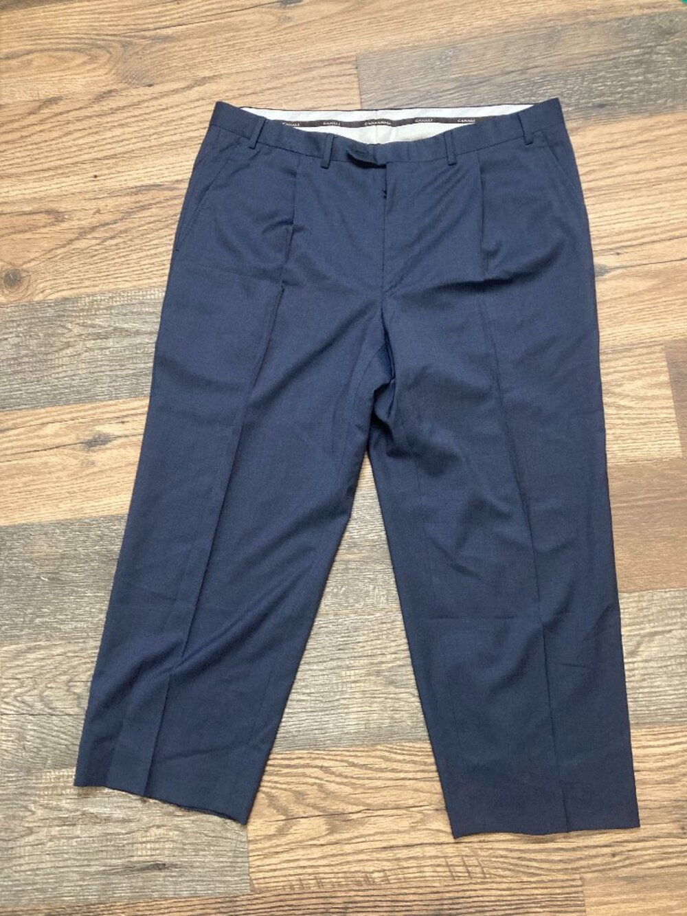 Canali Men’s Navy Blue 100% Wool Dress Pants Size 37 x 25 Flat Front Italy